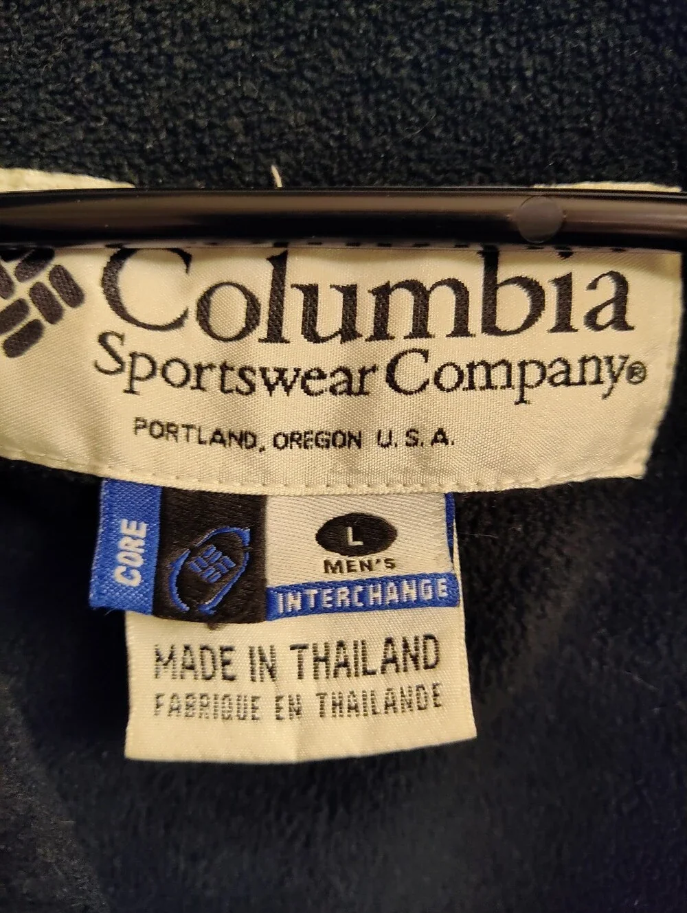 Columbia Men's Blue Raincoat with Black & Cream Accents